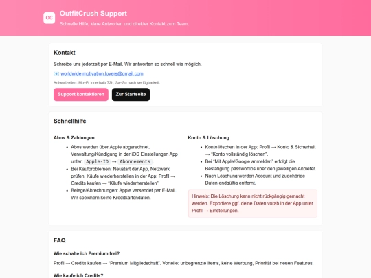 support screenshot
