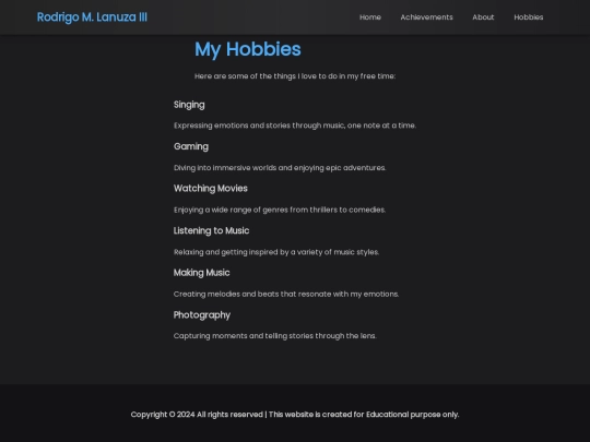 hobbies screenshot