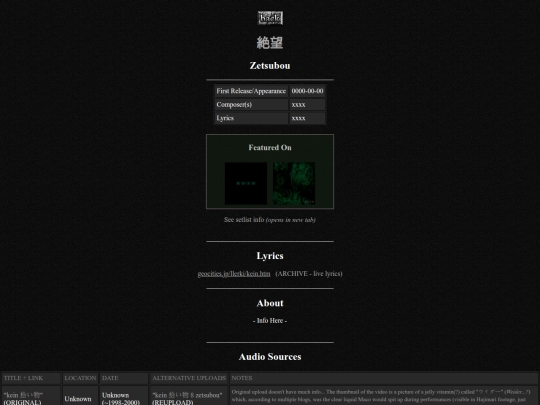 discography/zetsubou screenshot