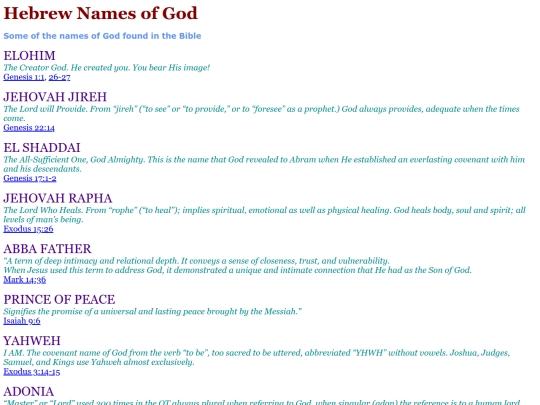 Hebrew Names of God screenshot