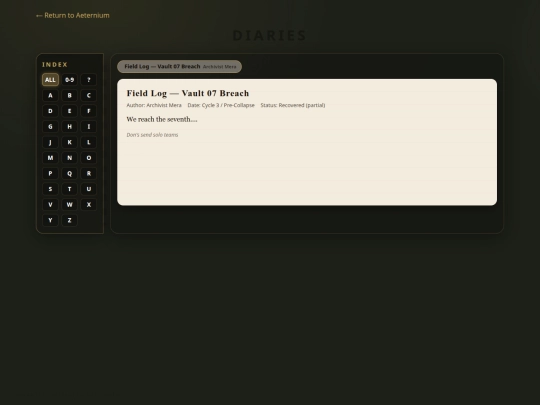 aeternium/diaries screenshot