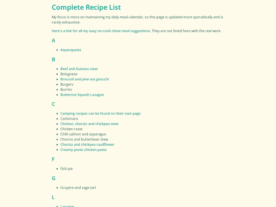 recipe-list screenshot