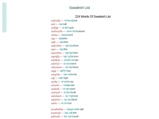 tests/swadesh screenshot