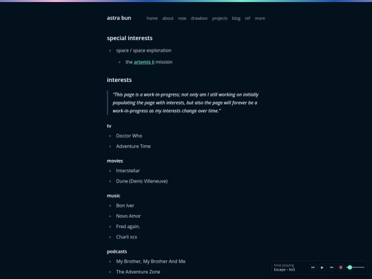 interests screenshot