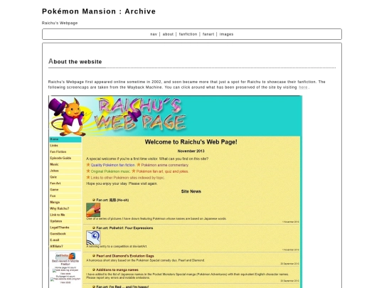 gaming/pkmn/pkmnmansion/raichuswebpage screenshot
