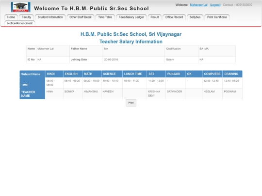 sangeeta/classschedule screenshot