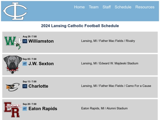 schedule screenshot