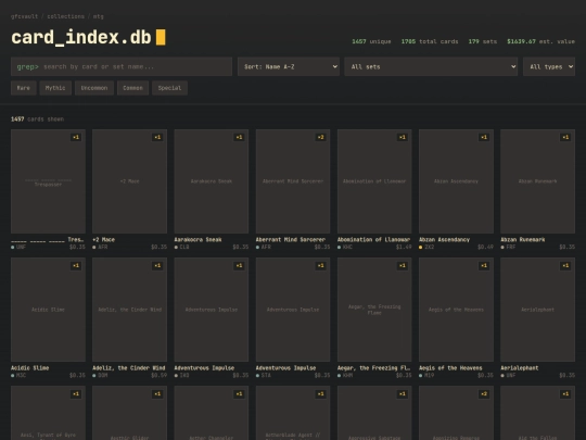 gfcvault-card-index screenshot