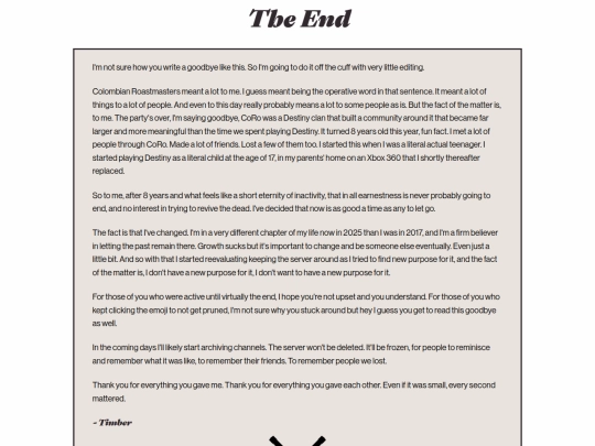 goodbye coro/theend screenshot