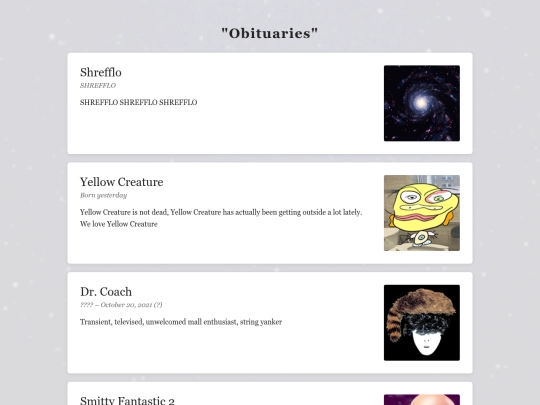 subsite/obituaries screenshot