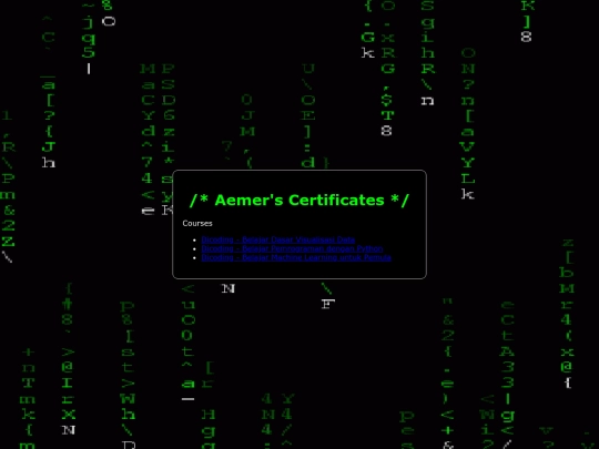 certificates screenshot