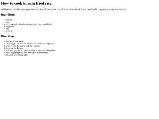Kimch fried rice screenshot