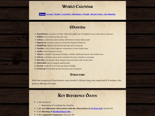 dnd/World Calender screenshot