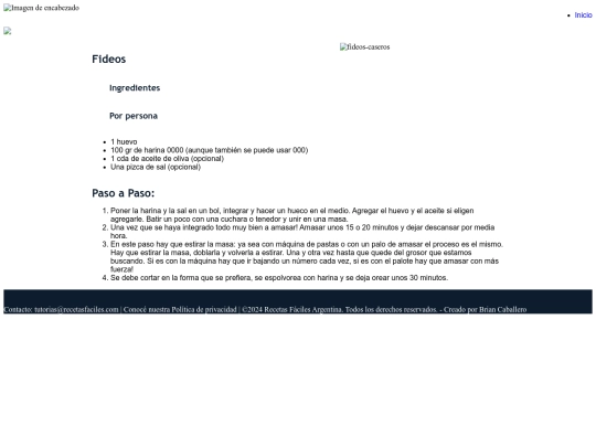 Recetas Fáciles/fideos screenshot