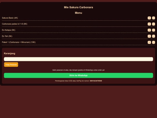 html menu screenshot
