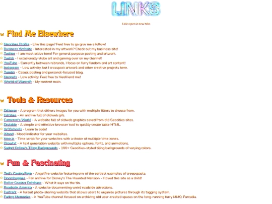 Pages/links screenshot