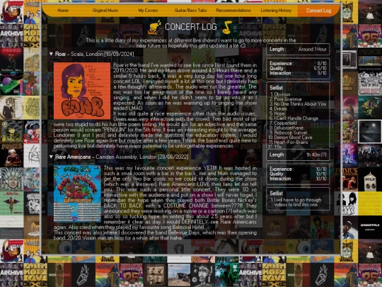 music/concert-log screenshot