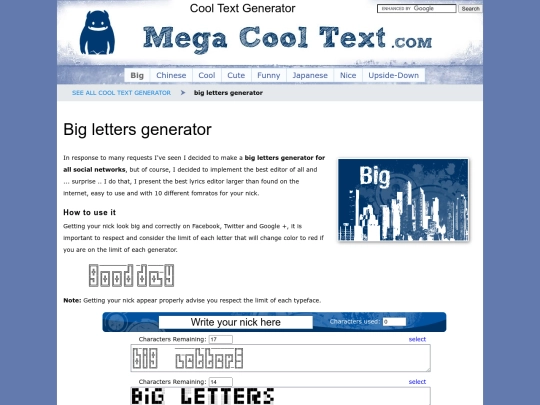 cool/generator/big-letters screenshot