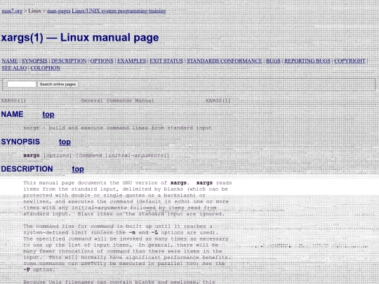 manuals/xargs screenshot