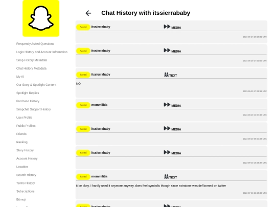 snapchat/html/chat_history/subpage_itssierrababy screenshot
