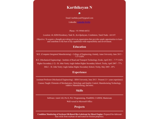 sample/resume screenshot