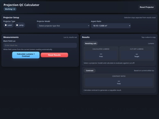 Projector Calc screenshot