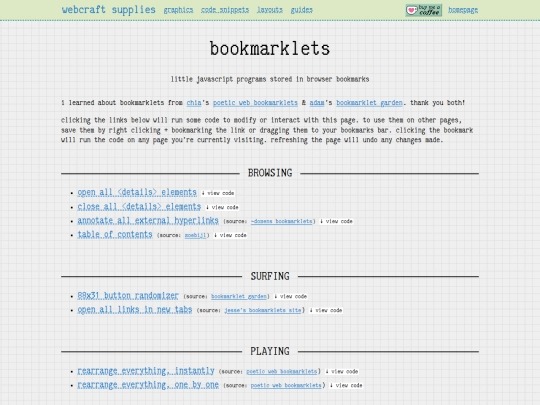 bookmarklets screenshot
