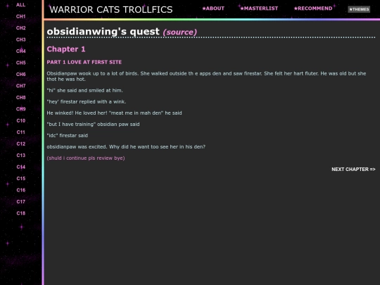 fics/obsidianwings_quest screenshot