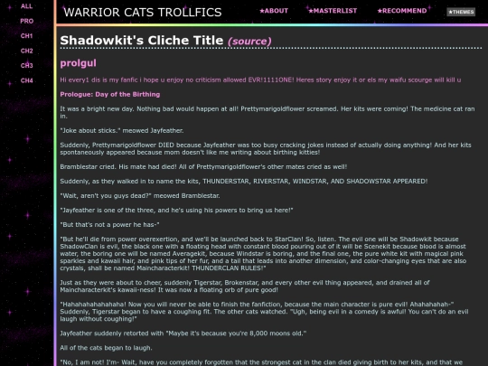 fics/shadowkits_cliche_title screenshot