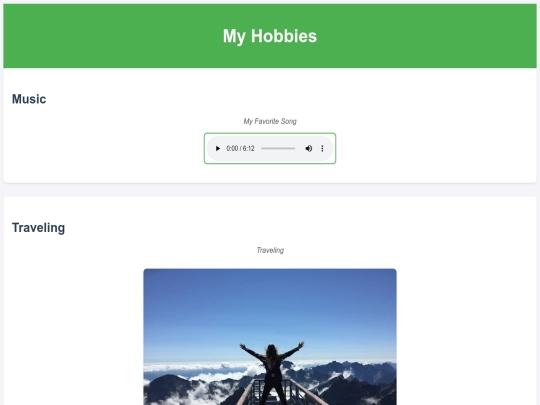 my project/Hobbies screenshot
