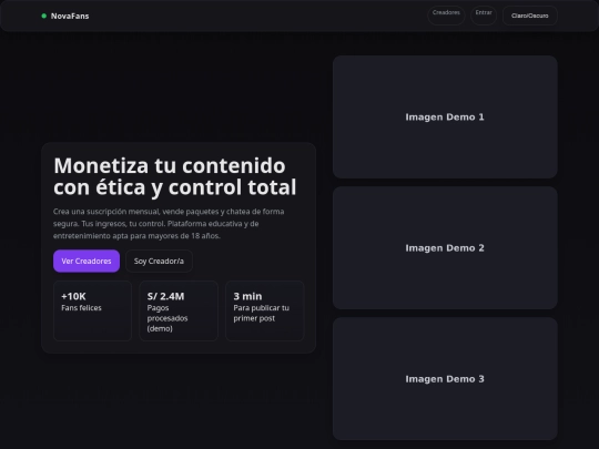 pagina extra/novafans-demo screenshot