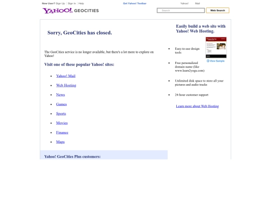 Yahoo! GeoCities_ Get a web site with easy-to-use site building tools. screenshot