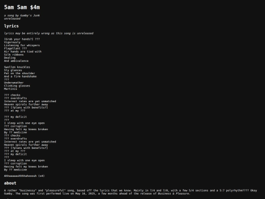 gumby/songs/5amsam$4m screenshot