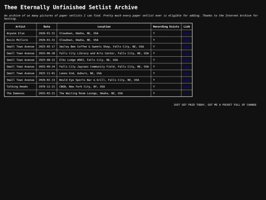 setlist_archive screenshot