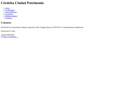 Web Cordoba Patrimonio/Contacto screenshot