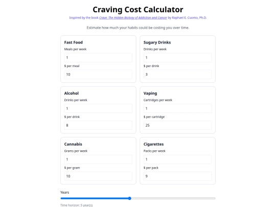 crave_cost_calculator screenshot