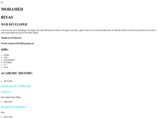 resume screenshot
