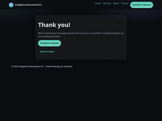 thankyou screenshot