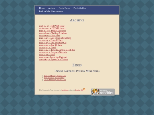 poetry/archive screenshot