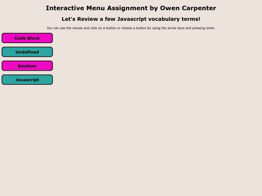 Interactive Menu Assignment/InteractiveMenuDraft screenshot