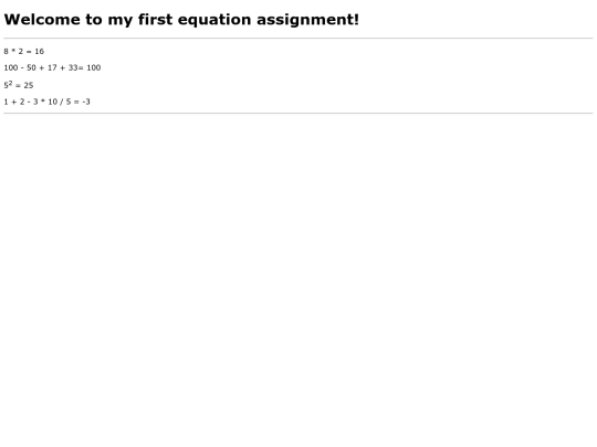 Javascript Folder/Equation Assignment/EquationsAssignmentPractice screenshot