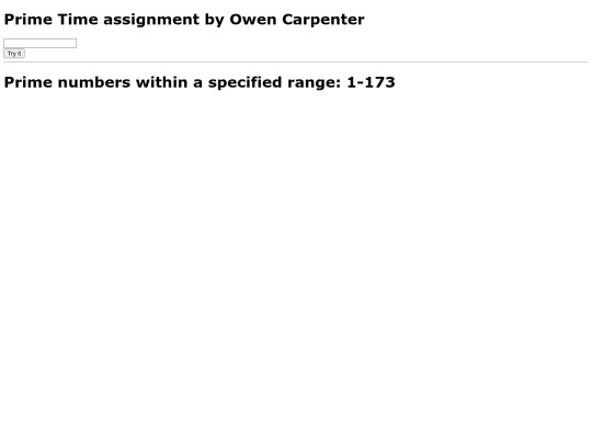 Prime Time Assignment/again screenshot