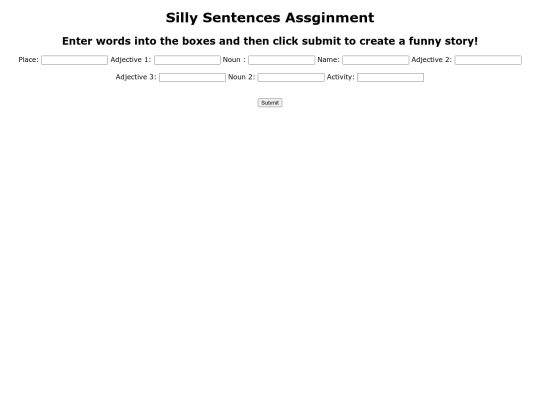Silly Sentences Assignment/SillySentencesAssignment screenshot