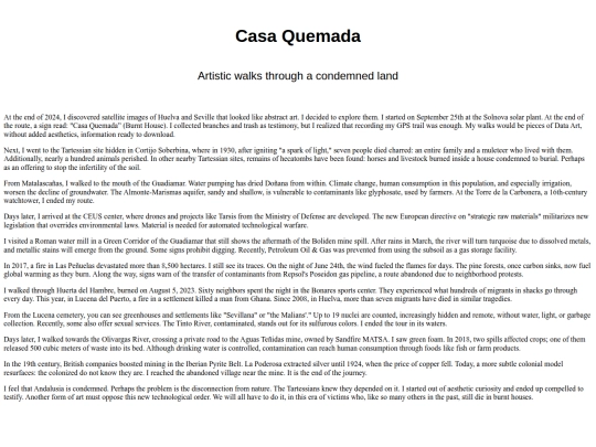 Casa Quemada. Artistic walks through a condenmed land screenshot