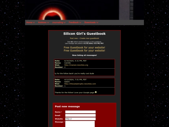 feedback/guestbook screenshot
