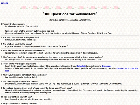 home/wanderingthoughts/100qs screenshot