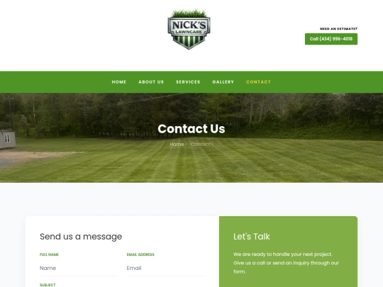 Lawncare/contact screenshot
