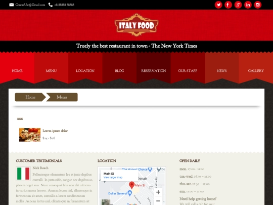 menu screenshot