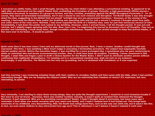 Diary screenshot