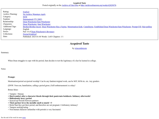 my_fanfiction/Acquired_Taste screenshot